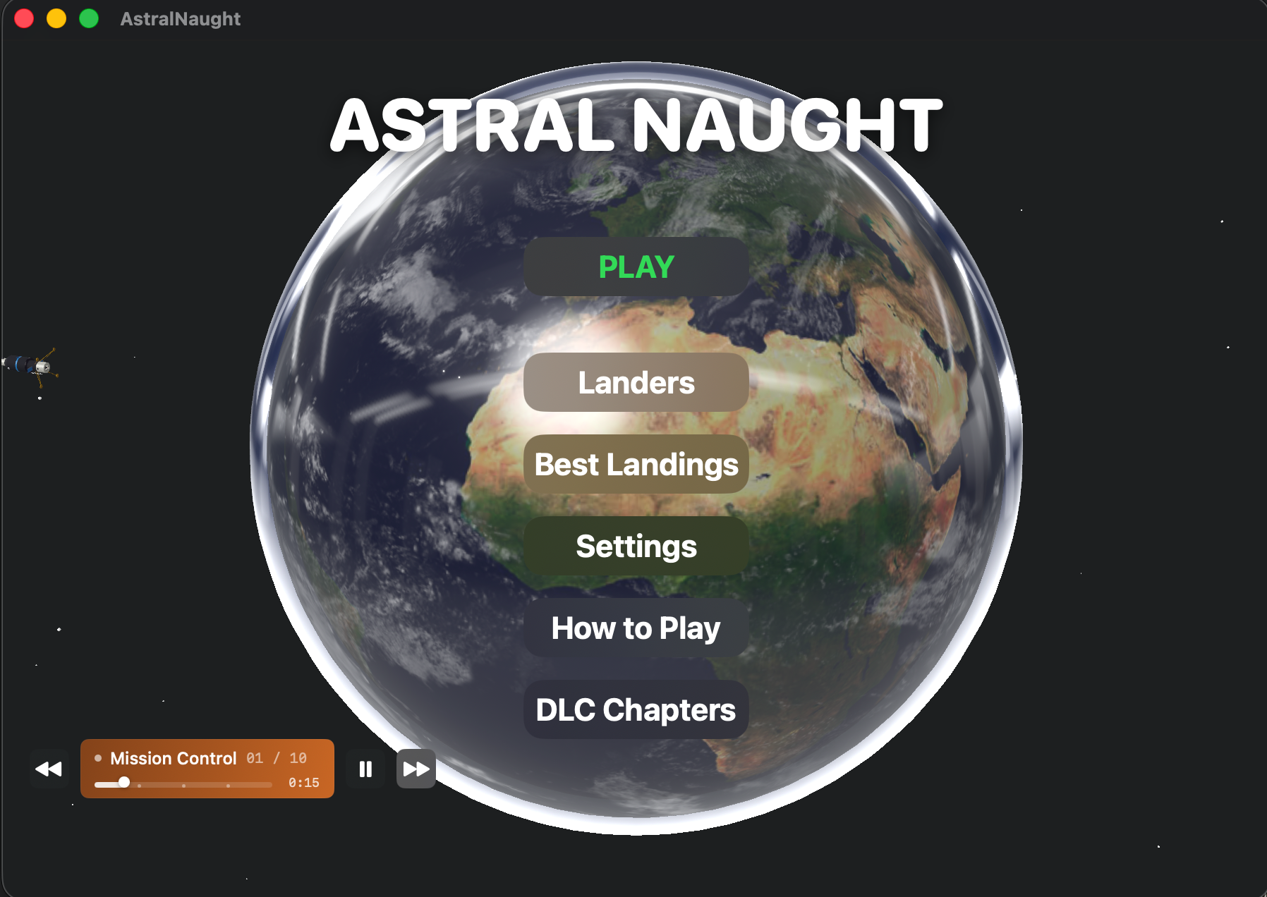 Astraanaught lunar lander gameplay screenshot